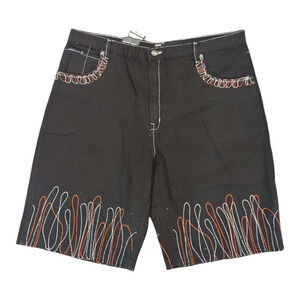 Y2K Shorts Jorts by Focus Jean Sz 40 Embroidered Black Hip-Hop Baggy Rap Skate